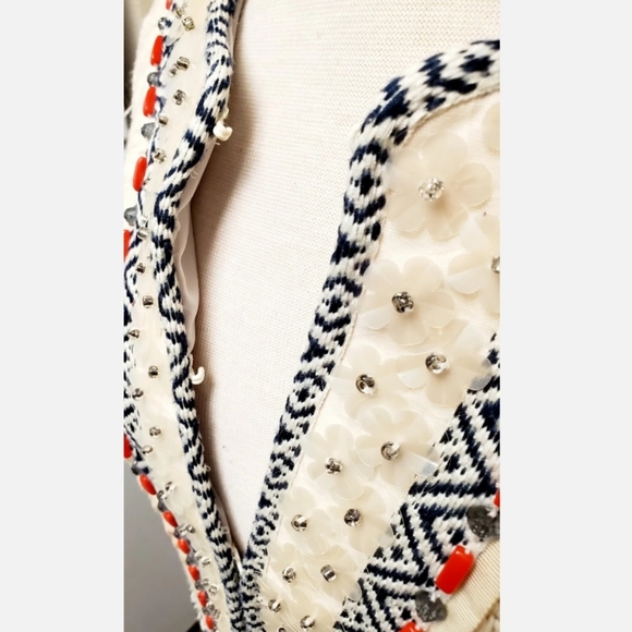 TORY BURCH Donovan Embellish Crochet Linen Jacket Sweater Cardigan. Medium. EUC - Picture 11 of 13